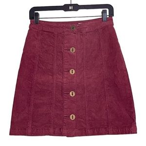 Pilcro and the Letterpress corduroy skirt button up burgundy (0)